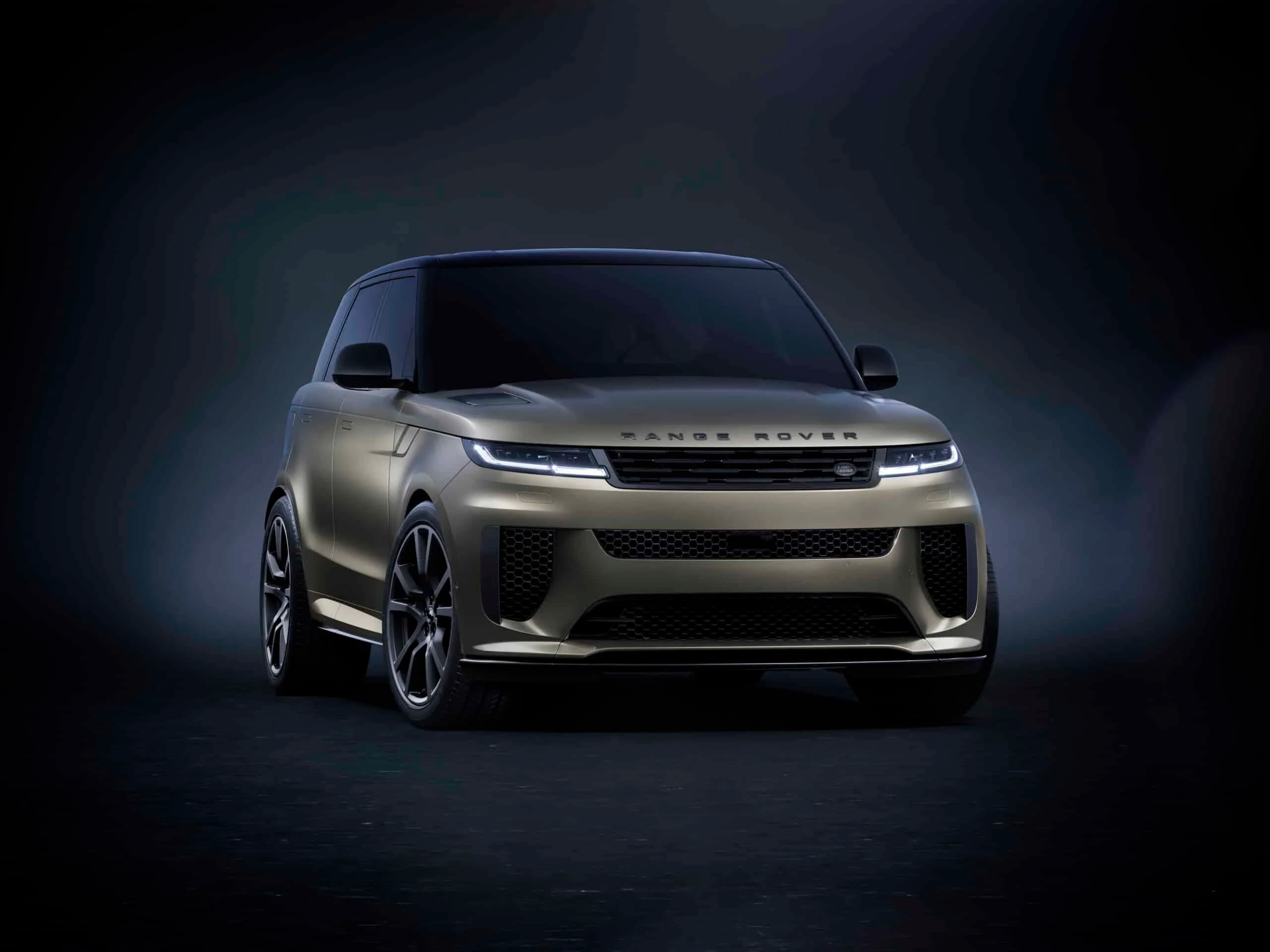 A sleek, modern SUV with a metallic finish, featuring sharp headlights and a distinctive grille, shown against a dark gradient background.
